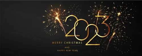 2023年黄金新年快乐数字跨年海报EPS矢量横幅Banner
