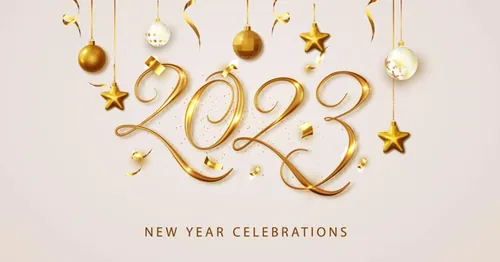 2023年黄金新年快乐数字跨年海报EPS矢量横幅Banner