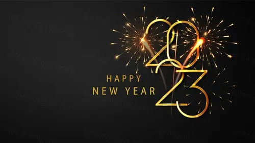 2023年黄金新年快乐数字跨年海报EPS矢量横幅Banner