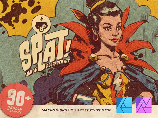 复古漫画风格波普噪点效果Affinity工具包 Splat! Imag