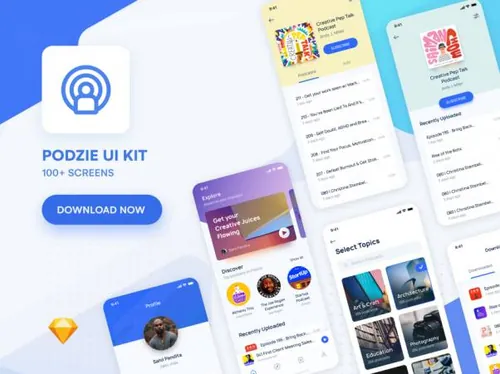 播客应用UI工具包 Podzie: UI kit for podcast app