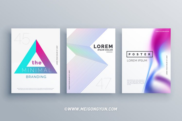 简洁抽象矢量海报设计Minimal Cover Template Design Set In Clean Style