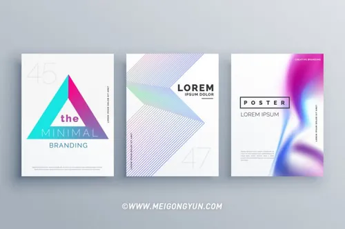 简洁抽象矢量海报设计Minimal Cover Template Design Set In Clean Style
