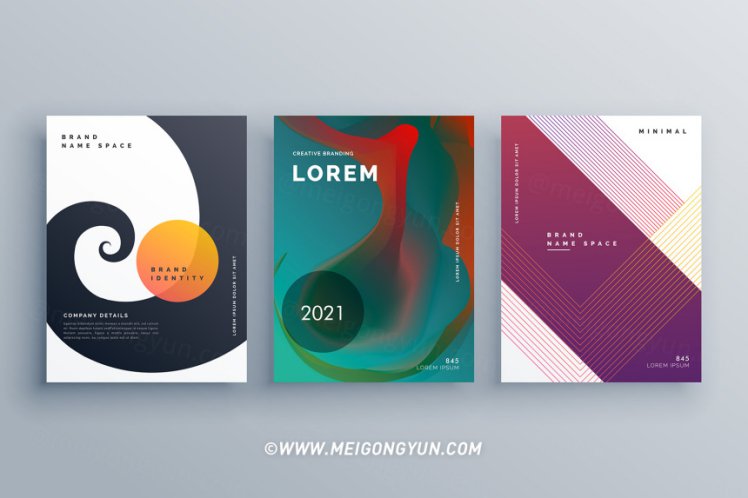 抽象不规则矢量封面设计Abstract Business Brochure Design Set In Creative Style
