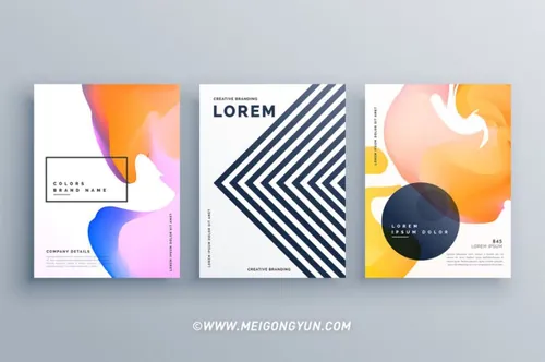不规则图形矢量海报Abstract Creative Brochure Design Template Set Made With Lines