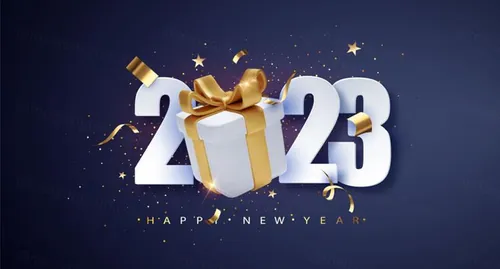 2023年新年快乐礼盒火花数字跨年海报EPS矢量横幅Bann