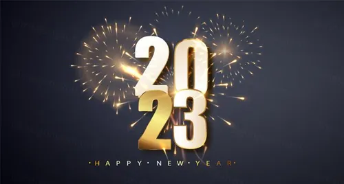 2023年新年快乐礼盒火花数字跨年海报EPS矢量横幅Bann