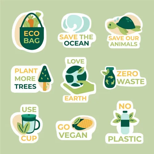 绿色环保生活低碳保护地球生态主题徽章贴纸设计装饰元素矢量素材