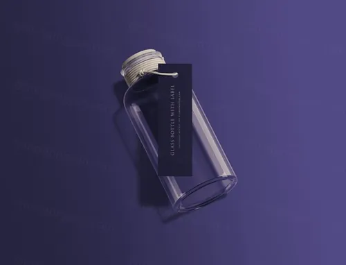 透明玻璃罐包装设计样机模板 Glass Bottle with Tag Mockup