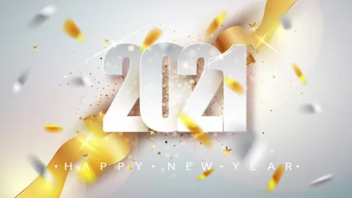 2021新年立体主题字元旦贺卡节日活动展板EPS矢量海报素材 Happy New Year