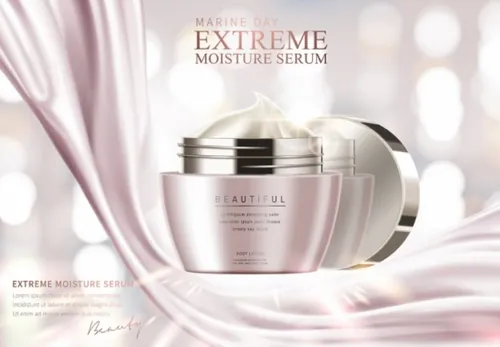 Ai矢量粉色化妆护肤品精华面霜海报设计素材Cosmetic vector Poster