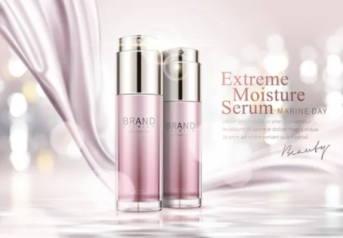 Ai矢量粉色化妆护肤品精华套装海报设计素材Cosmetic vector Poster