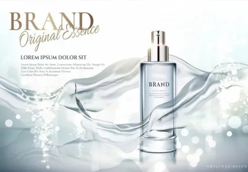 Ai矢量蓝色香水化妆护肤品保湿精华海报设计素材Cosmetic vector Poster