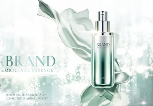 Ai矢量绿色香水化妆护肤品保湿精华海报设计素材Cosmetic vector Poster