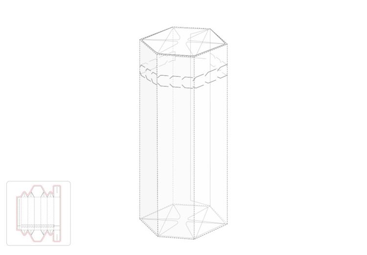 六角长方盒模切图/刀模图EPS源文件