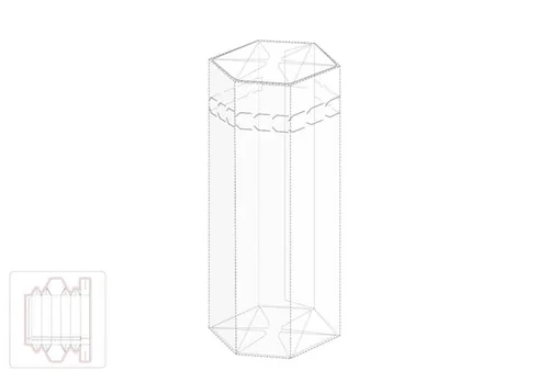 六角长方盒模切图/刀模图EPS源文件