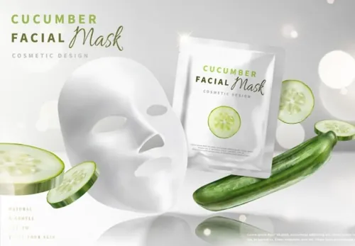 Ai矢量绿色黄瓜补水保湿化妆护肤品面膜海报设计素材Cosmetic vector Poster