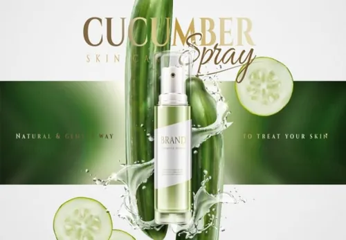 Ai矢量绿色黄瓜补水保湿化妆护肤品精华海报设计素材Cosmetic vector Poster