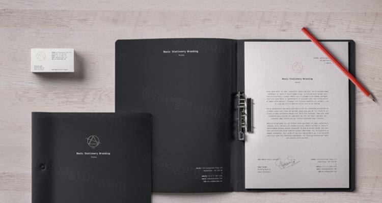 高品质渲染办公文件夹名片信封品牌VI提案样机模板 Basic Stationery Branding Vol 17