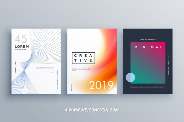 抽象线条矢量风格海报Cover Template In Minimal Style With Abstract Line Shapes...