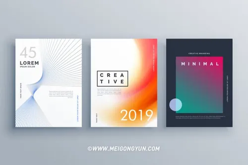 抽象线条矢量风格海报Cover Template In Minimal Style With Abstract Line Shapes...