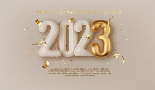 2023年新年快乐礼盒火花晶莹剔透数字跨年海报EPS矢量横幅