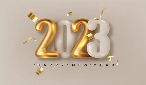 2023年新年快乐礼盒火花晶莹剔透数字跨年海报EPS矢量横幅