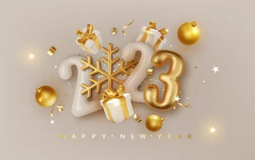 2023年新年快乐礼盒火花晶莹剔透数字跨年海报EPS矢量横幅