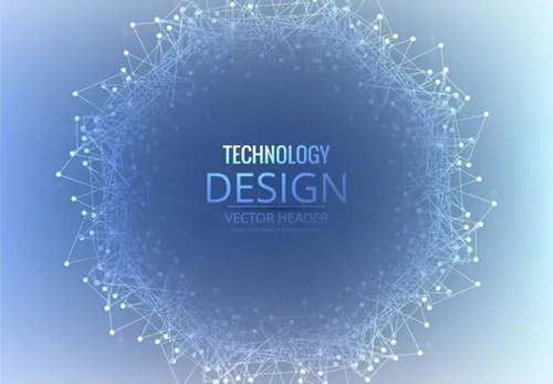 蓝色科技感高清背景震撼粒子球形波纹未来连接互联网大数据EPS矢量设计素材模板7561