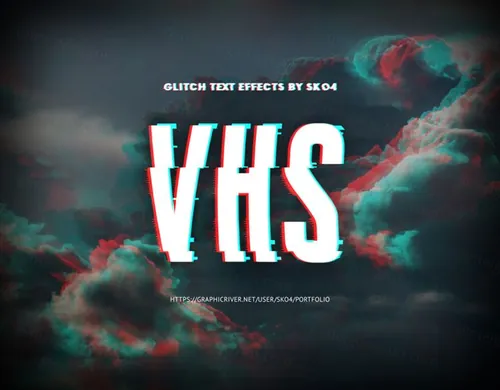 老式复古朋克RGB故障信号错位文字特效风格PSD模板 Glitch Effects