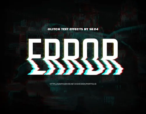 老式复古朋克RGB故障信号错位文字特效风格PSD模板 Glitch Effects