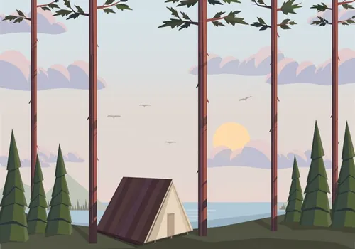 矢量户外露营景观矢量插图Vector Camping Landscape Illustration