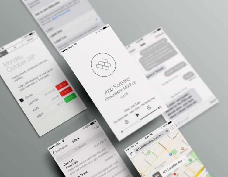 手机应用程序APP展示PSD模板Perspective App Screens Mock-Up