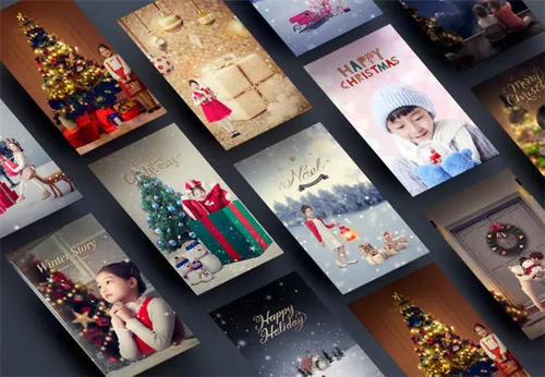 温馨的冬季圣诞节快乐合成海报模版PSD高清照片素材合集包20P Happy Christmas