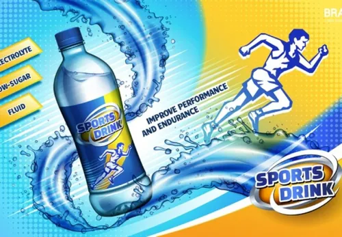 运动功能性矿泉水饮料水花飞溅流动AI矢量海报设计素材模板Summer Drinks 01