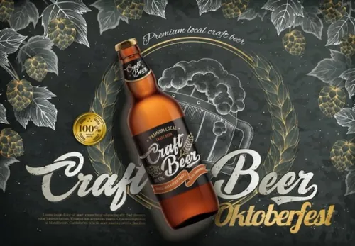 夏季果味啤酒饮料玻璃瓶包装AI矢量海报设计素材模板Summer Beer Drinks 13