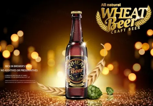 夏季果味啤酒饮料玻璃瓶包装AI矢量海报设计素材模板Summer Beer Drinks 14