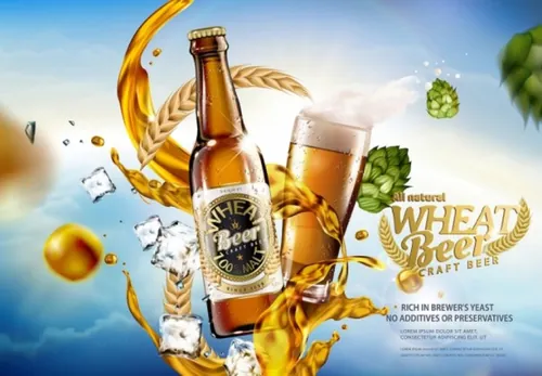 夏季果味啤酒饮料玻璃瓶包装AI矢量海报设计素材模板Summer Beer Drinks 15