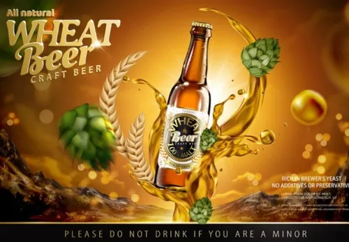 夏季果味啤酒饮料玻璃瓶包装AI矢量海报设计素材模板Summer Beer Drinks 17