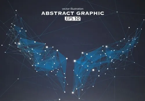 三维立体蓝色科技感线条翅膀形状高清背景矢量设计素材Wings shapes