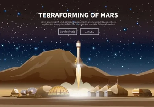 天文学太空探索探险现代平面设计矢量网页横幅Modern flat design