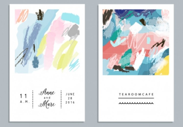 手绘婚礼周年纪念生日情人节派对海报卡片邀请函宣传册矢量设计素材