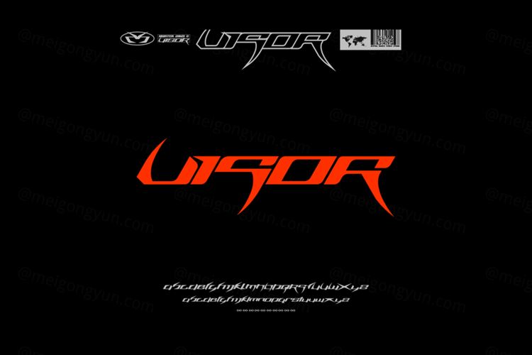 潮流酸性艺术锐利尖头刀锋战士英文装饰字体 Visor Typ