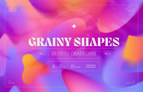 超现实主义颗粒感模糊弥散渐变几何形状背景素材 Grainy