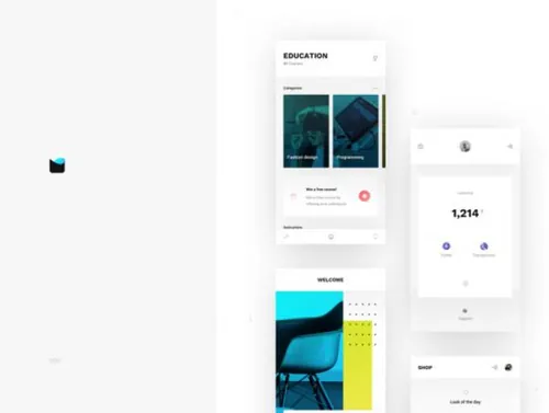 时尚简洁金融教育食品社交媒体商业运动健身移动APP UI工具包UTech