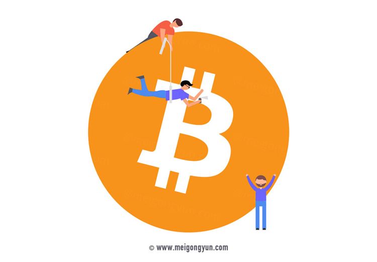 扁平化风格比特币场景插图矢量元素Flattened vector elements