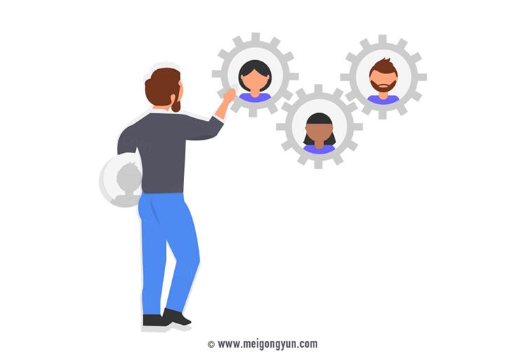 扁平化风格连接团队场景插图矢量元素Flattened vector elements