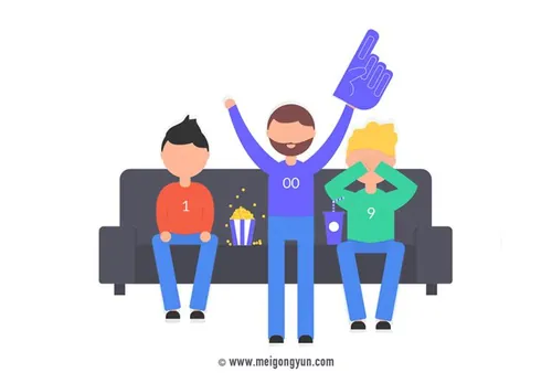 扁平化风格球迷欢呼场景插图矢量元素Flattened vector elements