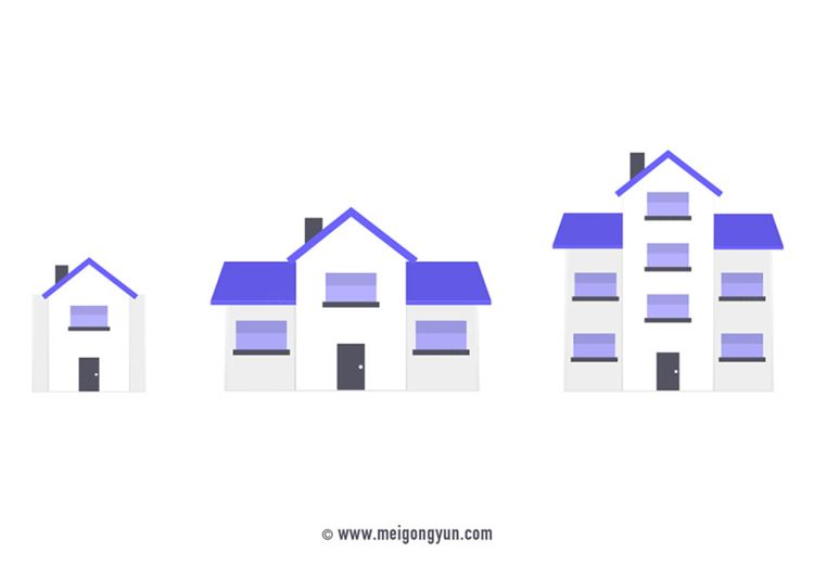 扁平化风格房屋建筑场景插图矢量元素Flattened vector elements