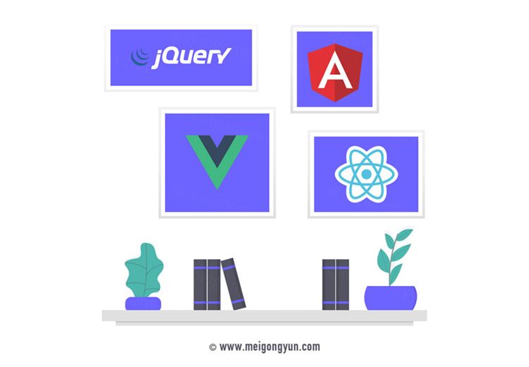 扁平化风格JavaScript框架场景插图矢量元素Flattened vector elements